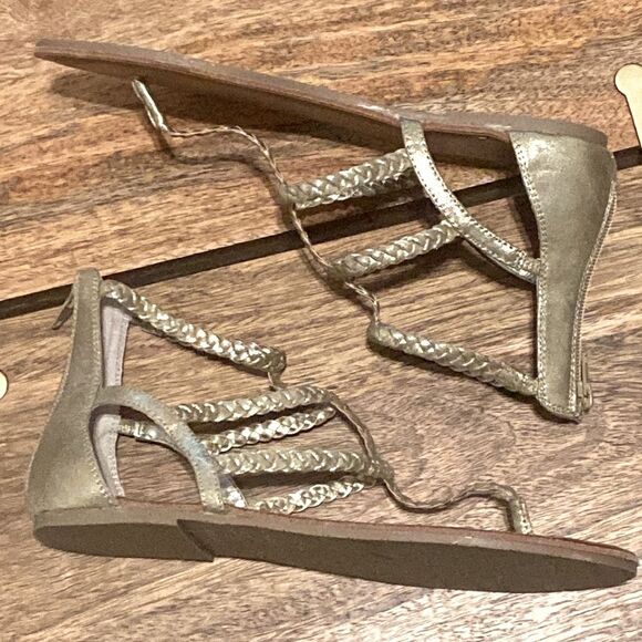 American Rag Amadora Gold Metallic Braided Vegan Leather Gladiator Sandals Sz 11 - Picture 9 of 9